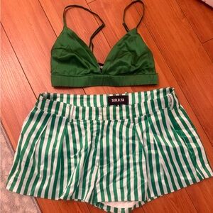 SER.O.YA Green and White Striped Ensemble